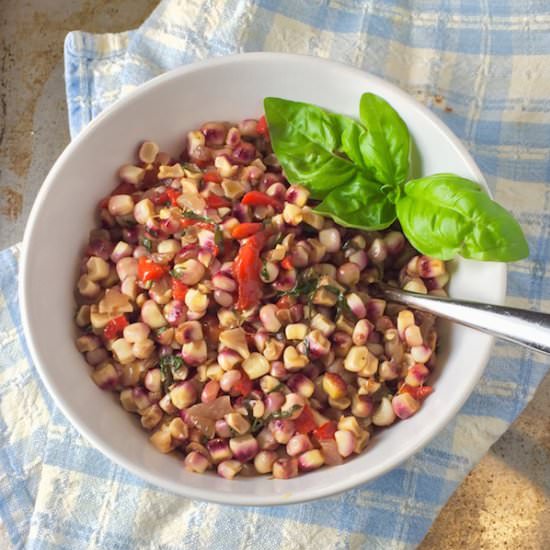Sweet Red Corn with Butter & Basil - Recipe photo by theoptimalistkitchen