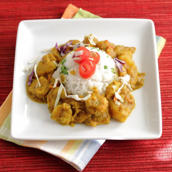 Curried Shrimp with Potatoes - Recipe photo by tastesspicy