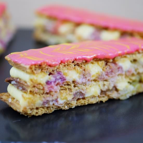 Rhubarb & Custard Mille-Feuille - Recipe photo by PatisserieMakesPerfect