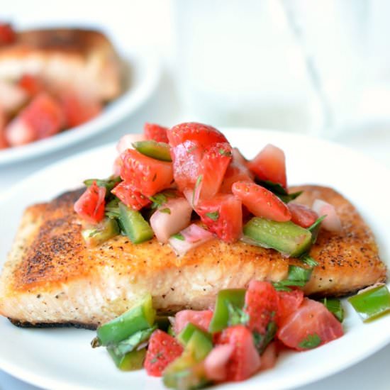 Salmon with Strawberry Salsa - Recipe photo by Domesticdee
