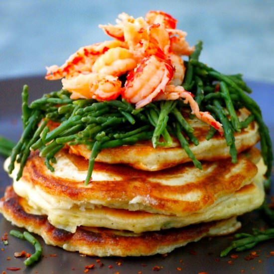 Pancakes with Steamed Crayfish - Recipe photo by FlyingFoodie