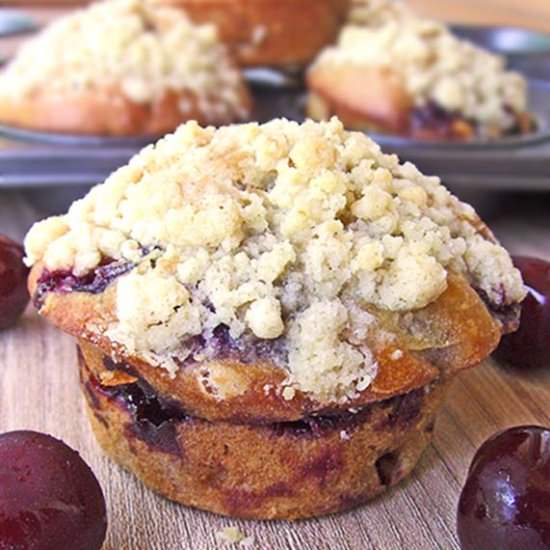 Cherry Muffins with Streusel Topping - Recipe photo by cakescottage