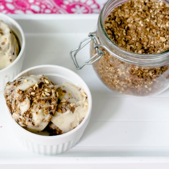 Snickers Granola Ice Cream - Recipe photo by freudandfries