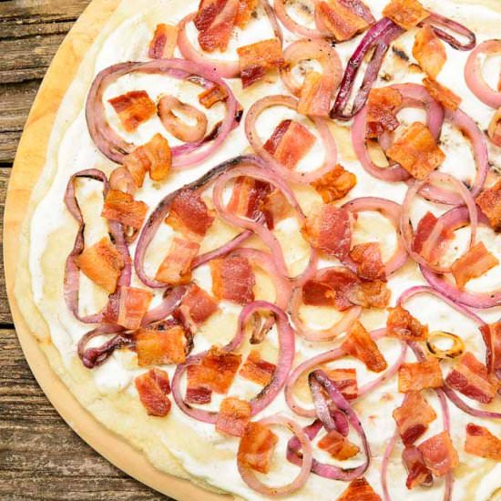 Bacon Onion Cheese Flatbread - Recipe photo by magnolia days