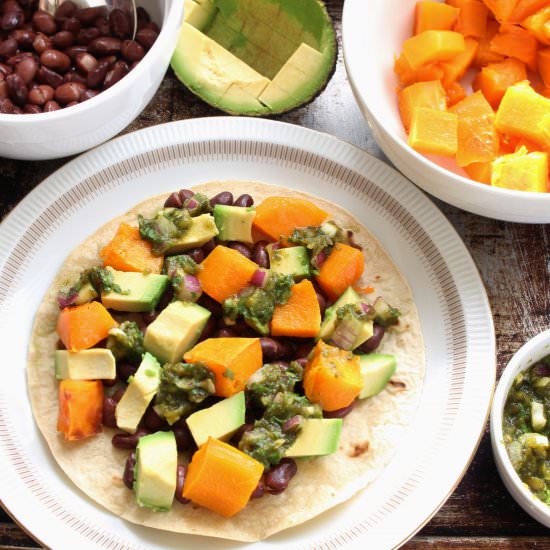 Pumpkin Bean & Avocado Tostadas - Recipe photo by Thoroughly Nourished Life