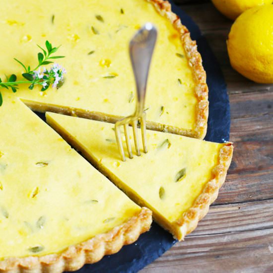 Lemon Thyme Tart - Recipe photo by baketotheroots