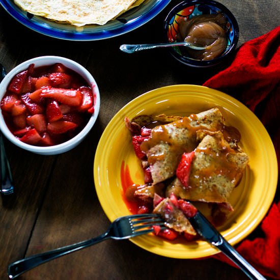 Crepes with Strawberries - Recipe photo by SpicieFoodie