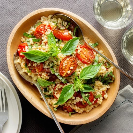 Fregola with Tomatoes and Basil - Recipe photo by aforkandapencil