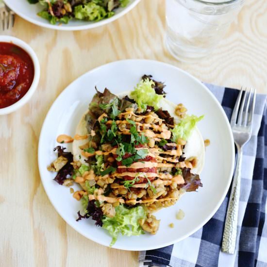 Spicy Tempeh Taco Salad - Recipe photo by abeautifulmessblog