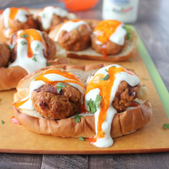 Buffalo Turkey Meatball Subs - Recipe photo by Whitney Bond