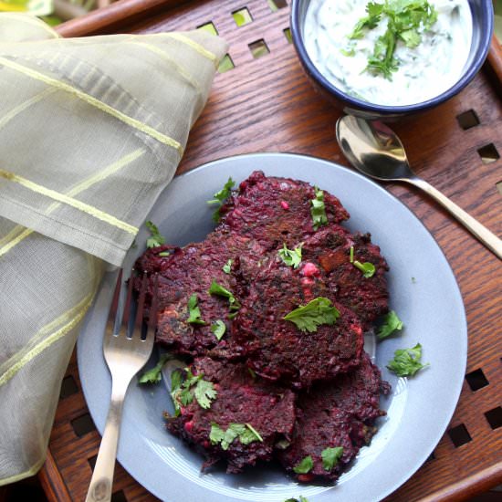 Beetroot & Feta Fritters - Recipe photo by Plattered