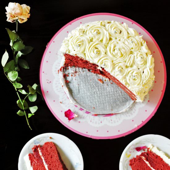 Red Velvet Rose Cake - Recipe photo by cleancheatrepeat