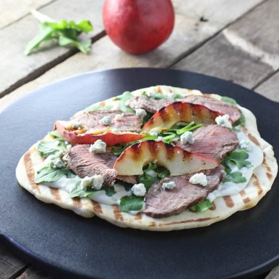 Grilled Beef Blue Cheese Flatbread - Recipe photo by FoodBabbles