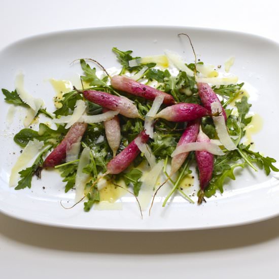 Roasted Radish and Arugula Salad - Recipe photo by the good eats co