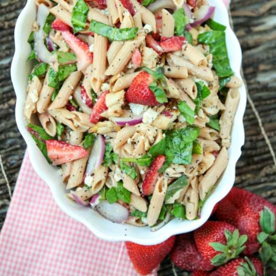 Strawberry Poppy Seed Pasta Salad - Recipe photo by Food Done Light