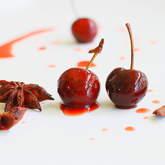Sweet and Spicy Pickled Cherries - Recipe photo by clovesandcaramel