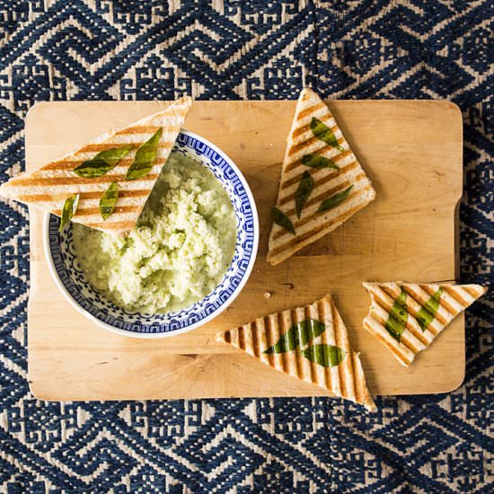 Coconut Chutney + Curry Leaf Toast - Recipe photo by Spice Mama