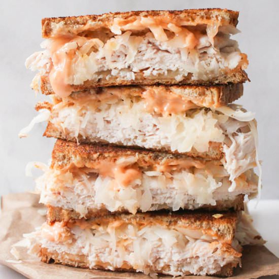 Dude Diet Turkey Reuben Sandwiches - Recipe photo by domesticateme