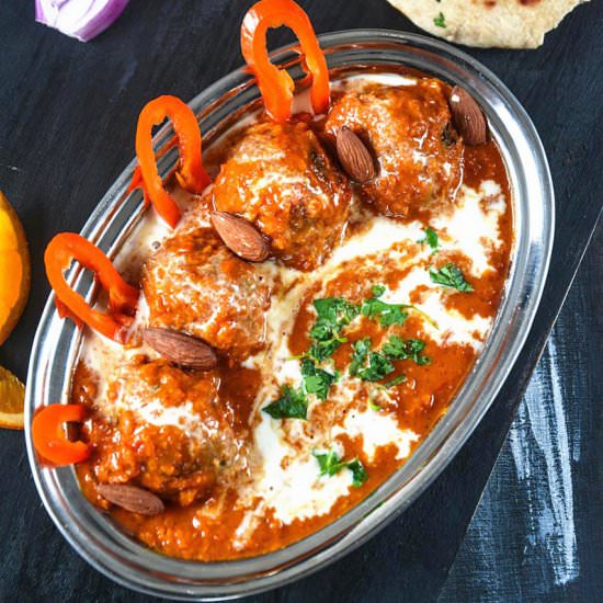 Baked Mushroom Spinach Kofta Curry - Recipe photo by Anu@MyGingerGarlicKitchen