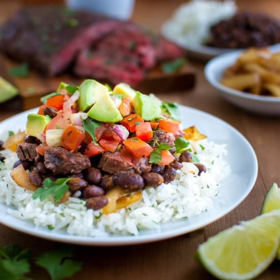 Beef Burrito Rice Bowls - Recipe photo by tamingofthespoon