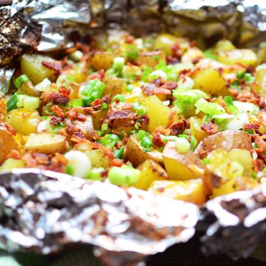 Foil Grilled Loaded Potatoes - Recipe photo by simplesweetsavory