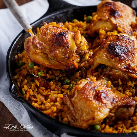 One Pan Spanish Chicken and Rice - Recipe photo by Cafe Delites