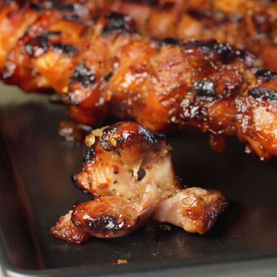 Honey Stout Glazed Chicken Skewers - Recipe photo by bluegrassbites