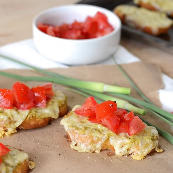 Garlic Scape Pesto Crostini - Recipe photo by SimpleSeasonal