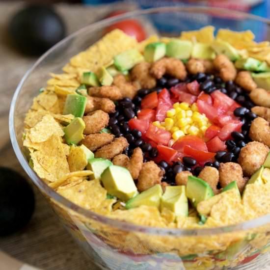 Layered Popcorn Shrimp Taco Salad - Recipe photo by SeaPakShrimpCo