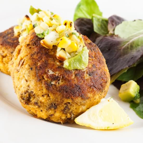 Bluefish Cakes With Corn Salsa - Recipe photo by foodefile