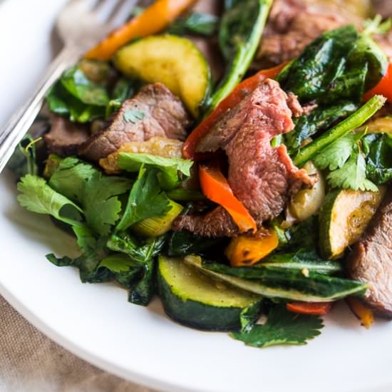 Paleo Almond Grilled Beef Stir Fry - Recipe photo by foodfaithfitness
