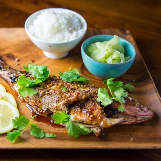 Grilled Red Chili & Garlic Snapper - Recipe photo by TheBBQBuddha