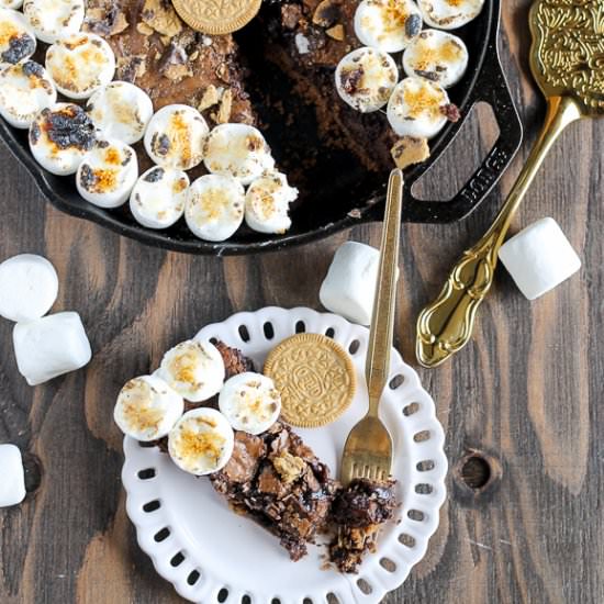 S’mores Oreo Skillet Brownie - Recipe photo by bakerita
