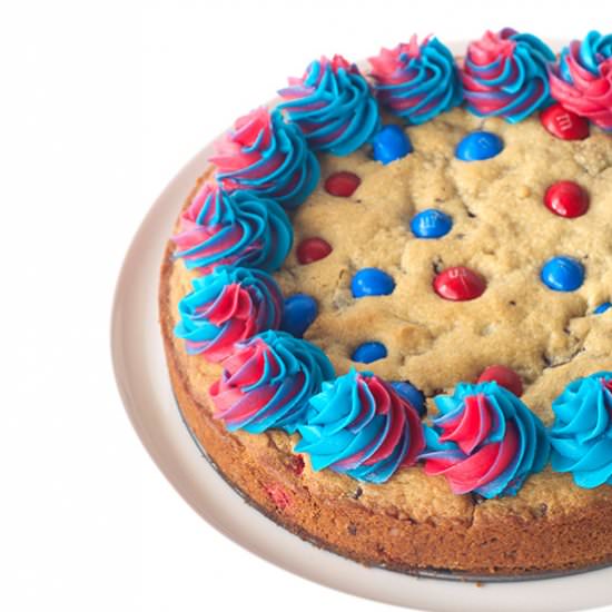 Peanut Butter M&M Cookie Cake - Recipe photo by Sweetest Menu