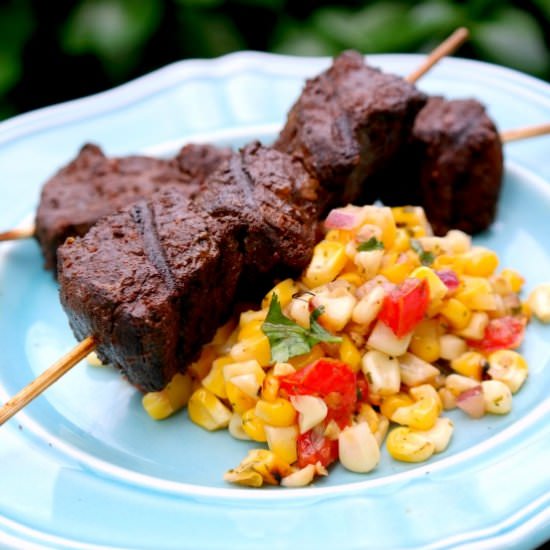 Cocoa & Coffee Rubbed Beef Kabobs - Recipe photo by thienkim