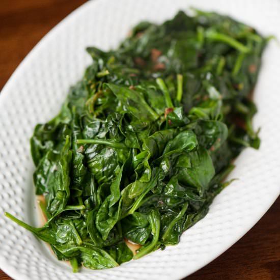 Wilted Garlic Spinach - Recipe photo by selfproclaimedfoodie