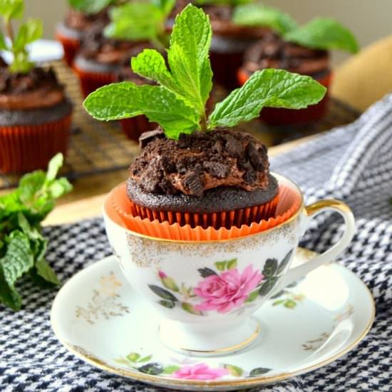 Chocolate Potted Mint Cupcakes - Recipe photo by Fair Robin Revival