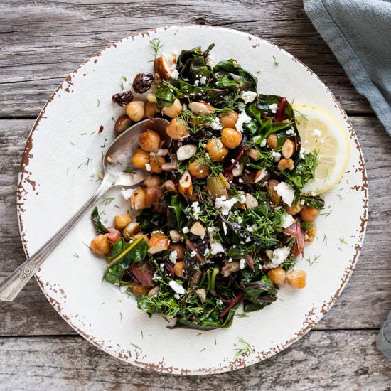 Garlicky Swiss Chard & Chickpeas - Recipe photo by dishing up the dirt