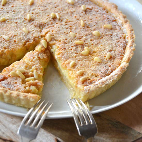 Ricotta, pine nut and lemon tart - Recipe photo by italyonmymind