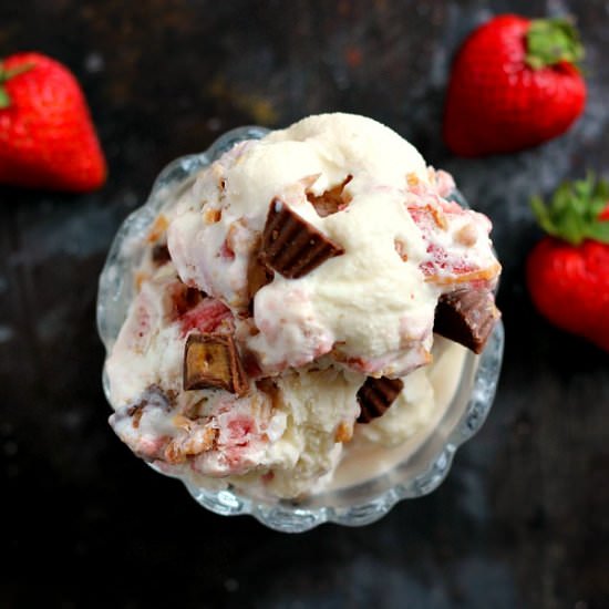 Strawberry Peanut Butter Ice Cream - Recipe photo by pumpkinnspice