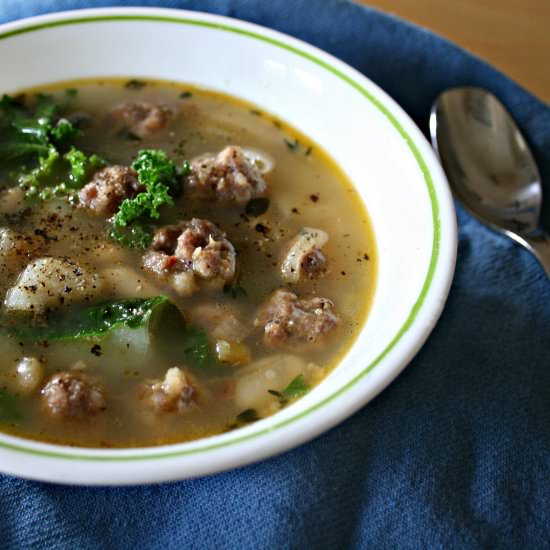 Hearty Kale Sausage Soup - Recipe photo by chewsandbrews