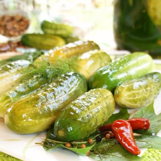 Grandpa's Half Sour Pickles - Recipe photo by Family Table Treasures