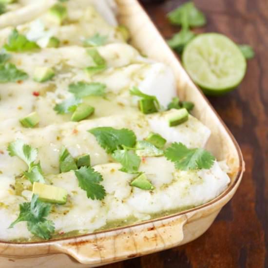 Spicy Verde Chicken Enchiladas - Recipe photo by Horses &amp; Heels