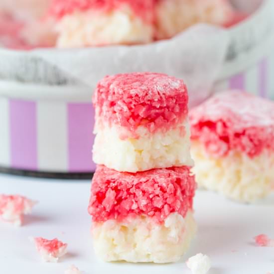 Easy Coconut Ice - Recipe photo by KitchenSanctuary
