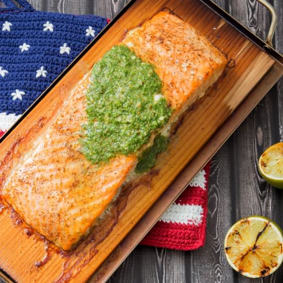 Cedar Plank Salmon - Recipe photo by Lokness