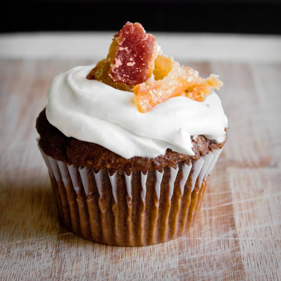 Candied Bacon Stout Cupcakes - Recipe photo by farmraisedcooking
