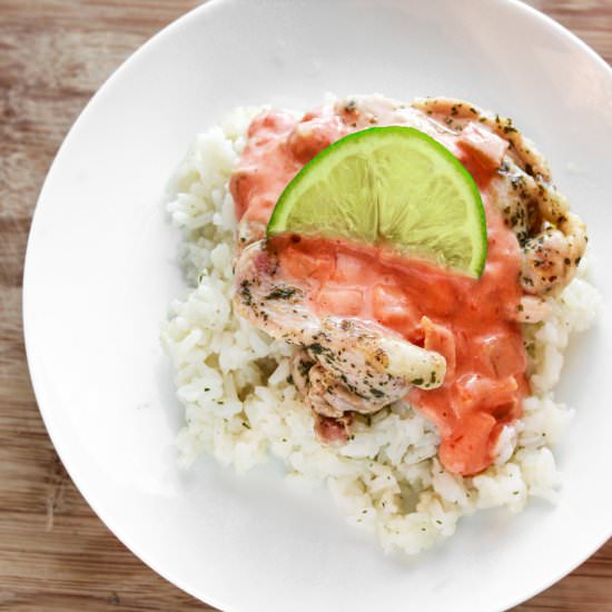 Cool & Spicy Chicken Over Rice - Recipe photo by farmraisedcooking