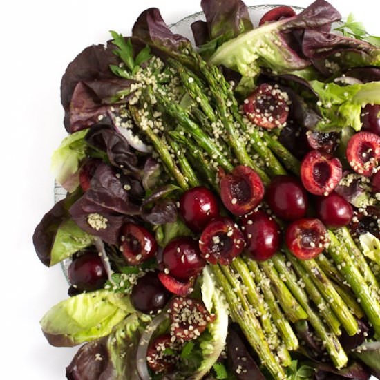 Salad with Cherries and Asparagus - Recipe photo by nourishedbynutrition