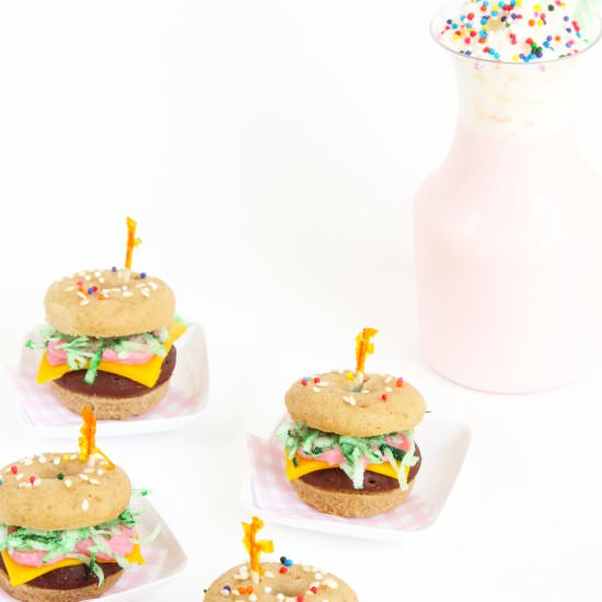 Mini Donut Hamburgers - Recipe photo by awwsam