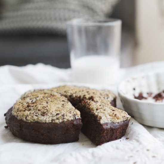 Dark Choco Brownie Meringue Cake - Recipe photo by The Chick Who Eats